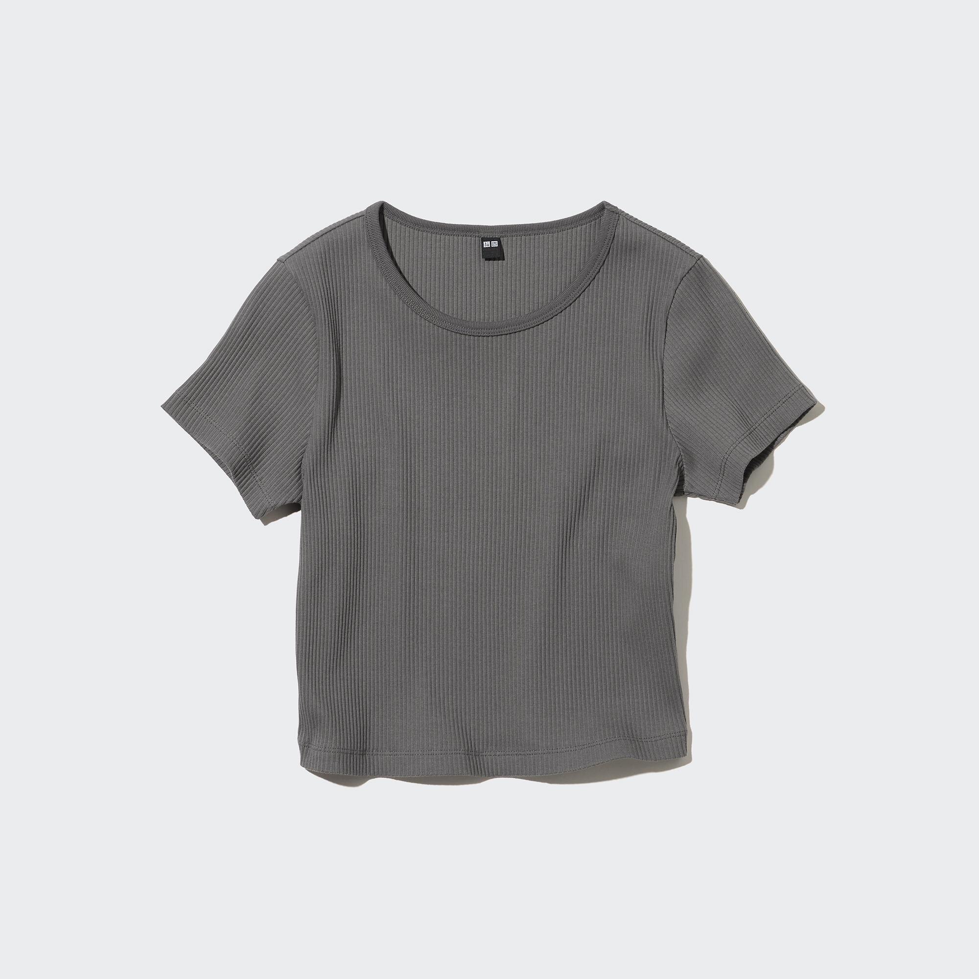 UNIQLO woman short sleeve ribbed crop top Womens Fashion Tops Shirts on  Carousell